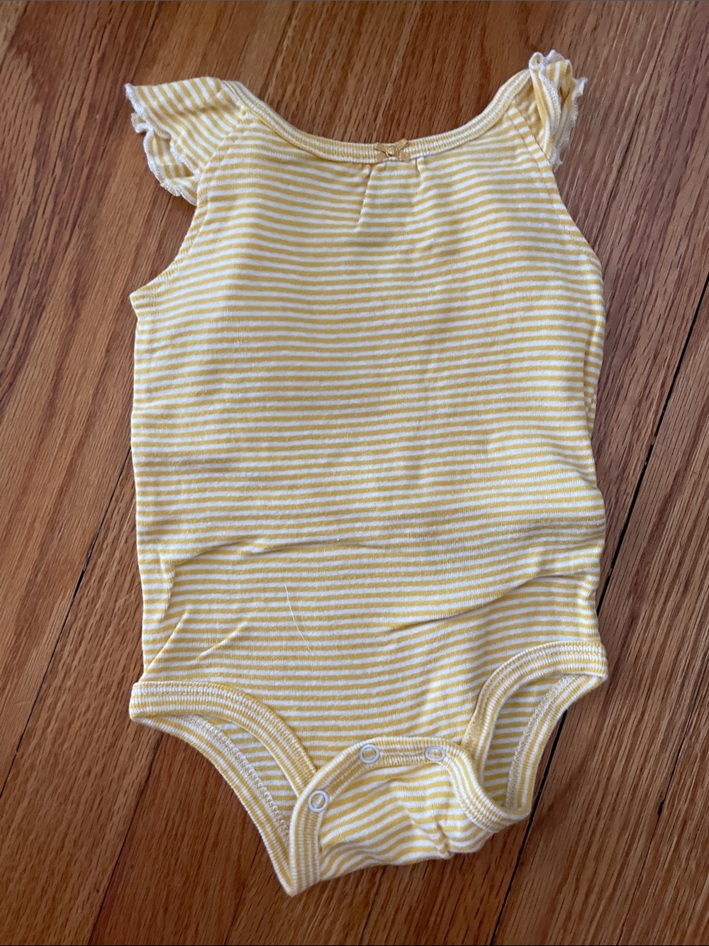 Carter's Yellow and White Striped Ruffle-Sleeve Baby Bodysuit